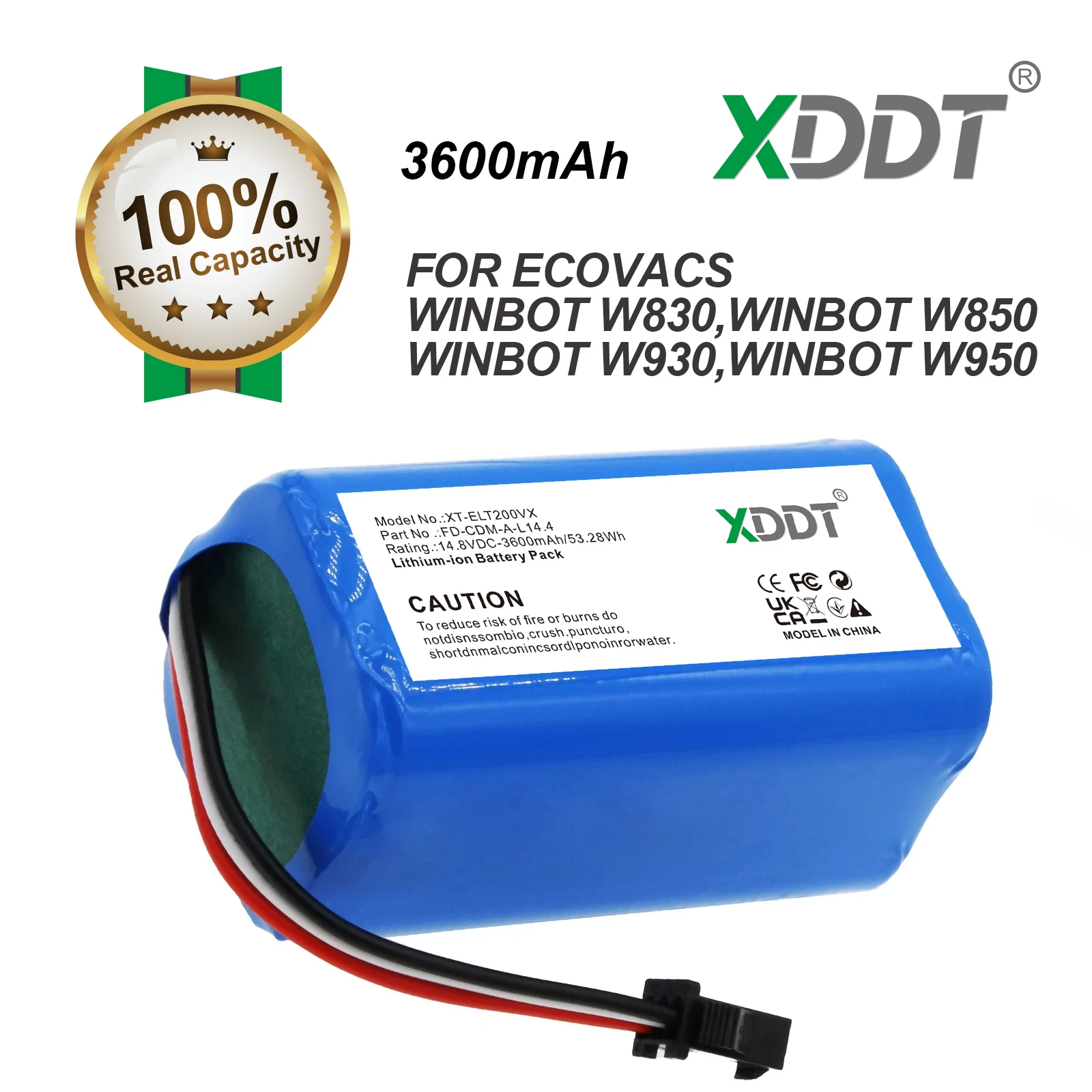 

XDDT 14.8V 3600mAh Vacuum Cleaner Battery FD-CDM-A-L14.4 for Dymosen C1,D1, For Elfbot C1,D1, M160, T2 +TOOL