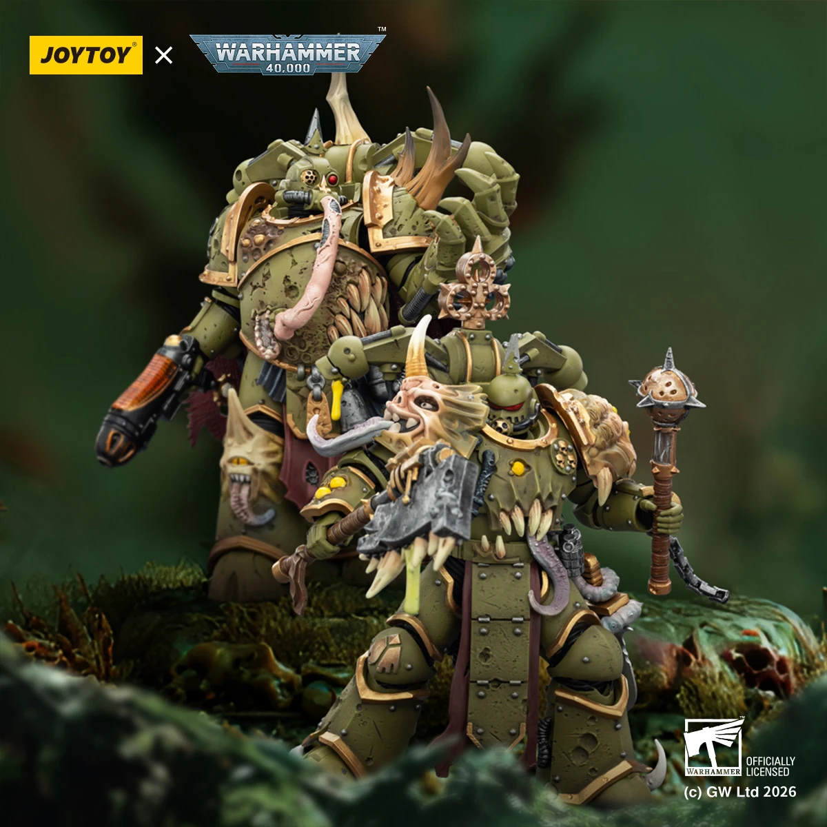 

Фигурка JOYTOY Warhammer 40K 1/18 Death Guard Plague Marine Champion, коллекционная модель солдата-морпеха, игрушка