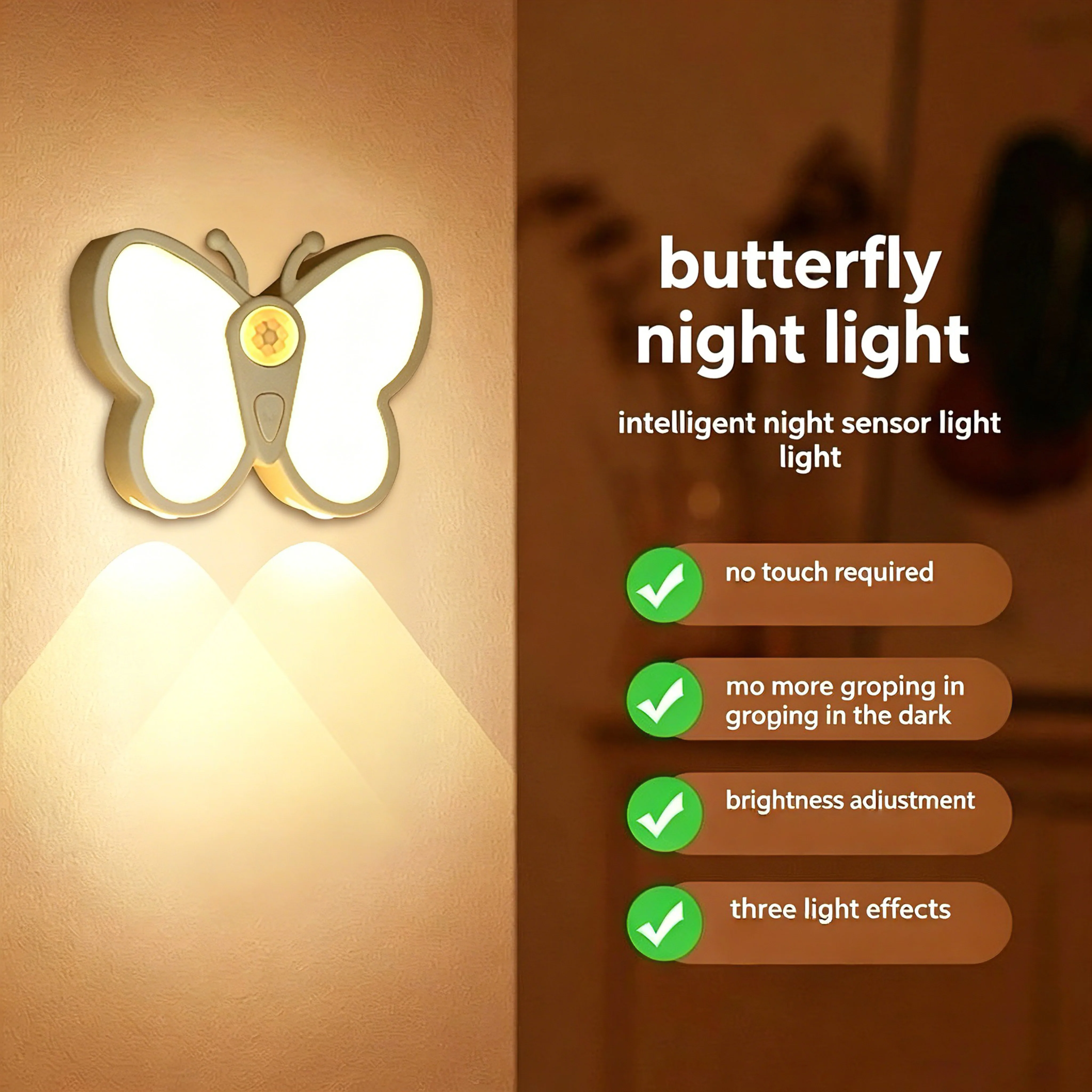 Magnetic Motion Sensor Night Light, Rechargeable Cat-Eye LED Wall Light for Stair Hallway Bedroom Living Room Study