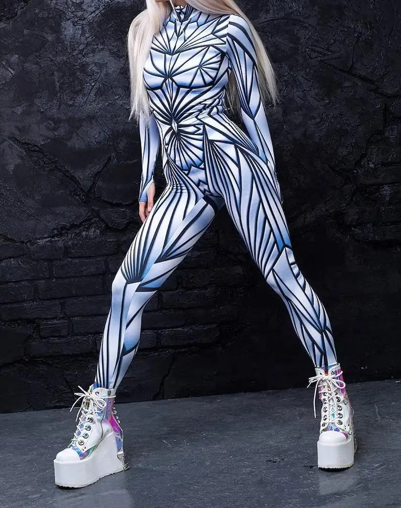 Unisex 3D-gedruckter Tier-Schlangenschädel Cosplay Slim Bodysuit Erwachsenen-Halloween-Cosplay Zirkus-Bühnenkostüm Karneval-Jumpsuit – Detail 16