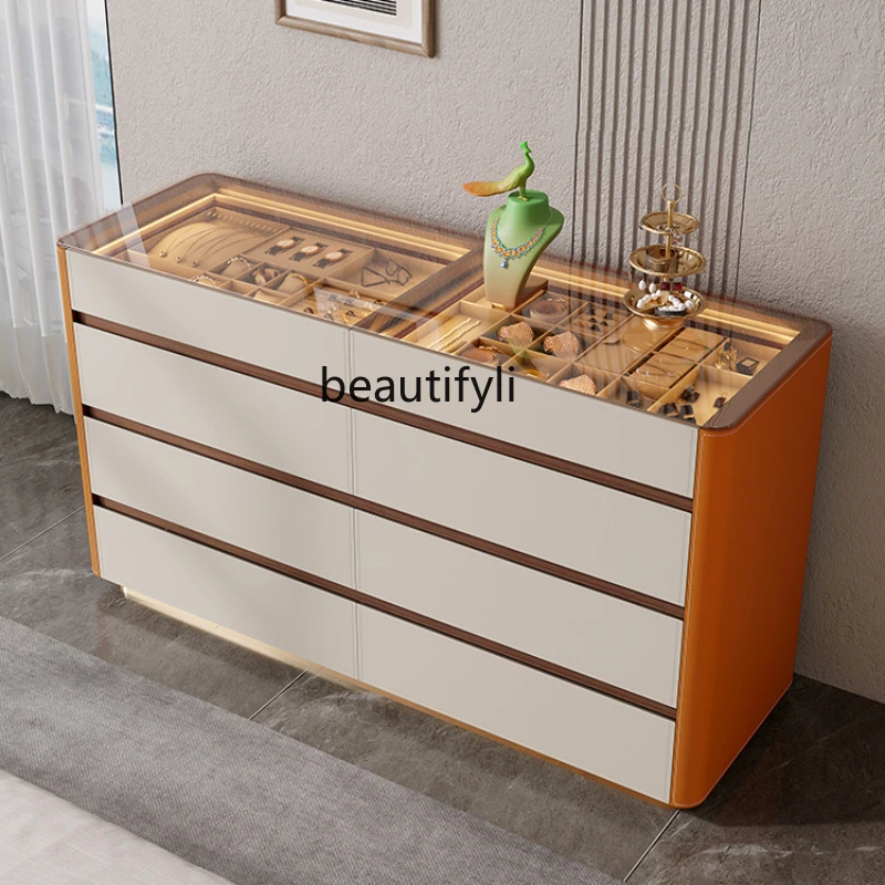 Light Luxury Bedroom Storage Cabinet Modern Home Wall Solid Wood Locker Cloakroom Jewelly Display Cabinet