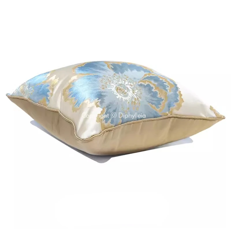 Diphylleia Cushion Cover Floral Embroidered Chinese Oriental Artistic Square Pillowcase Sofa Chair Coussin Shame Decorating