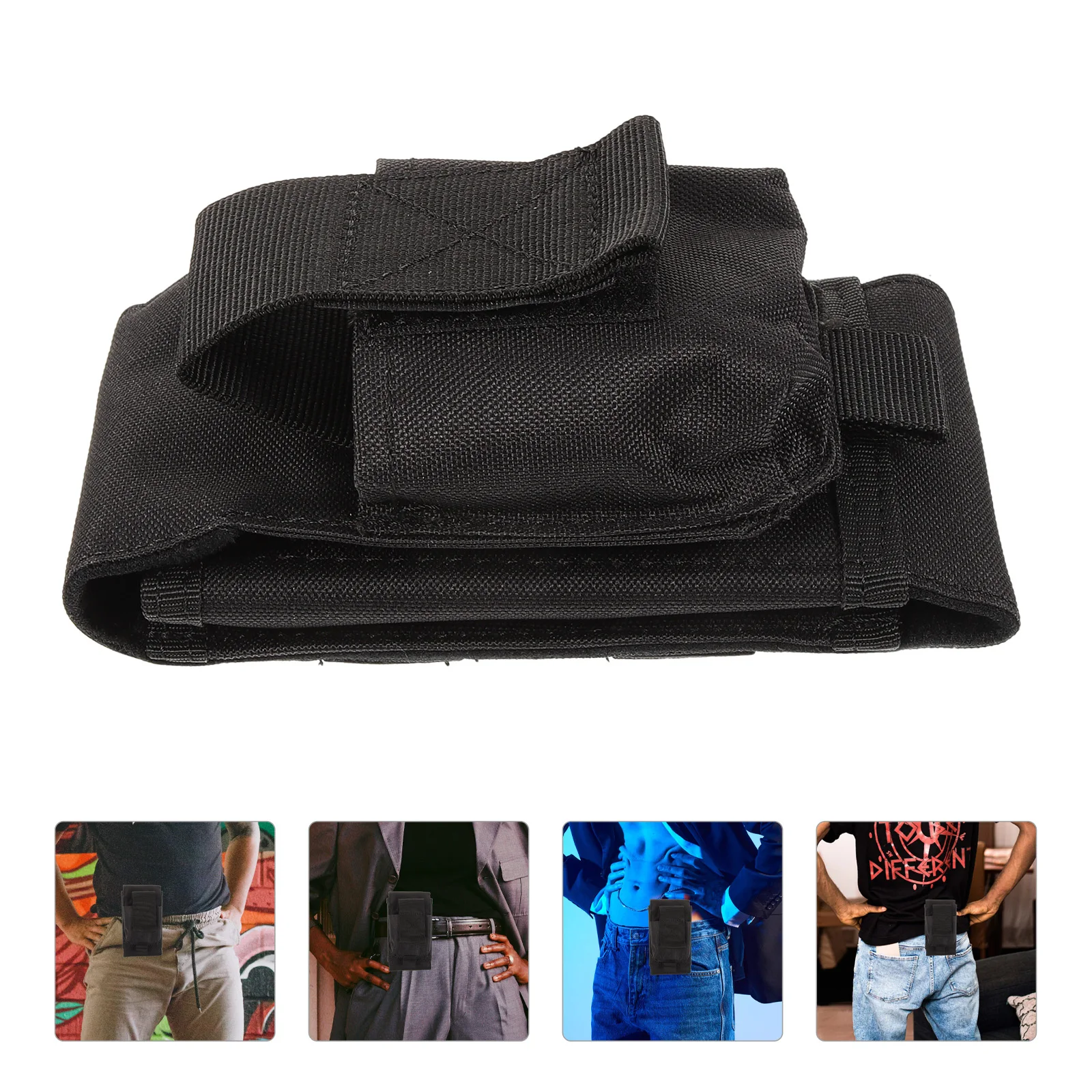 

1Pcs Outdoor Phone Waist Bag Black Lightweight Oxford Cloth Small Belt Pouch for Camping Hiking Travel