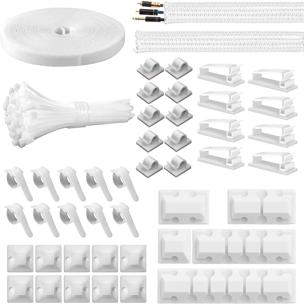 146-teiliges Kabel-Organizer-Set, Kabelmanagement, Silikon-Kabelhalter, selbstklebende Kabelklemmen für Auto, Zuhause, Büro, USB-Kabel-Organizer