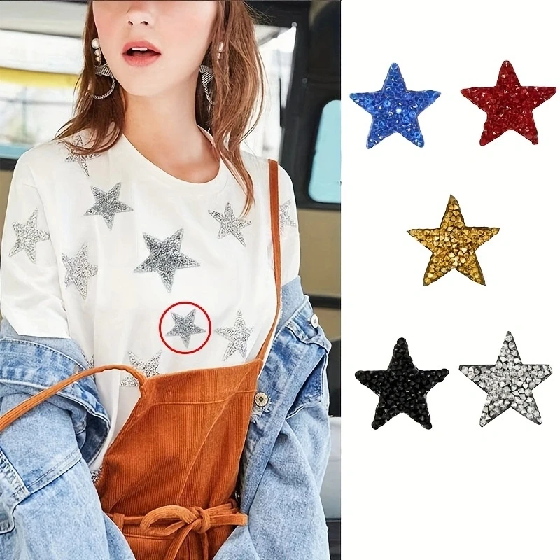 Kleidung Pailletten Patches Stern Strass Patch Eisen auf bling gestickten Patch Thermo Aufkleber für Kleidung DIY