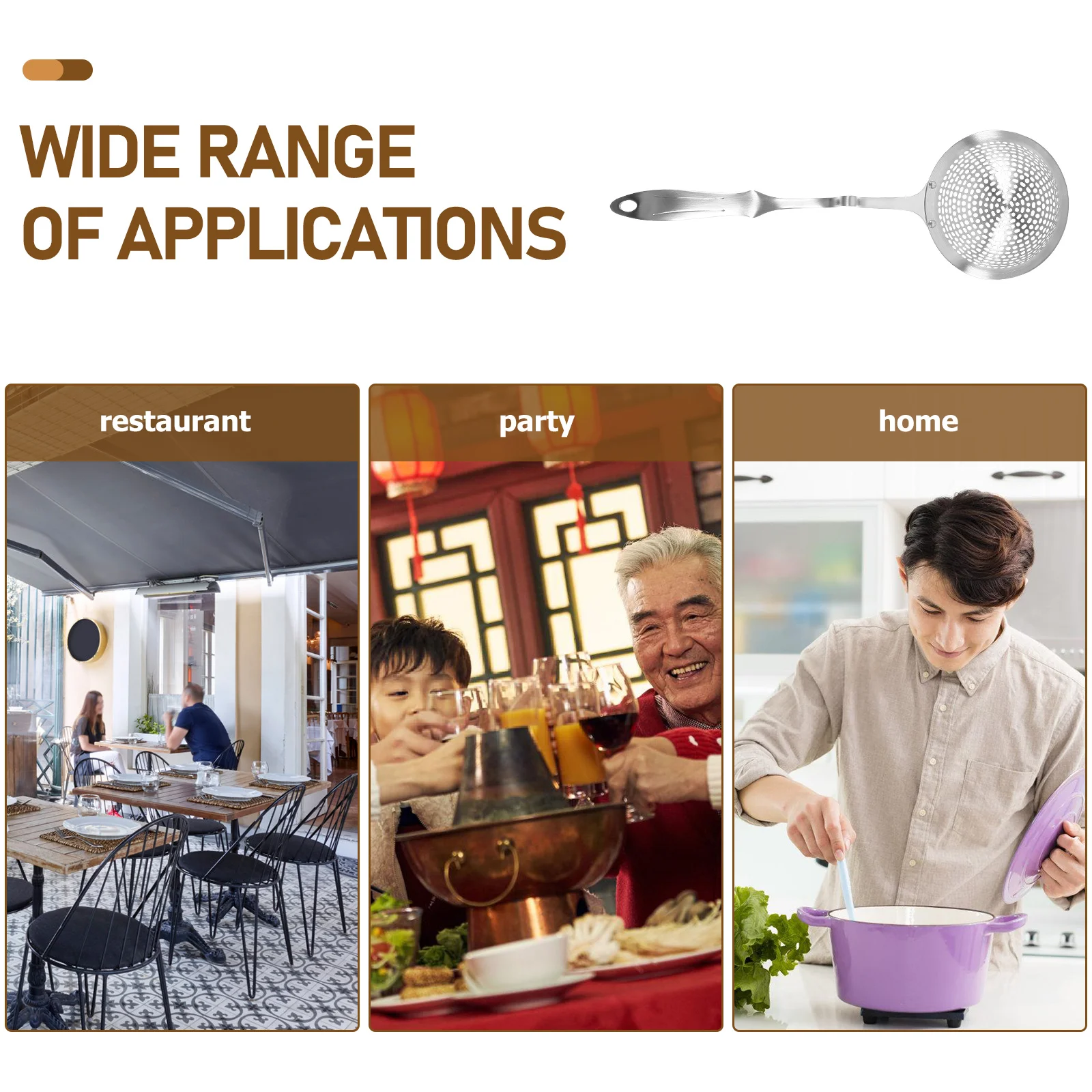 

Long Handle Stainless Steel Slotted Spoon Hot Pot Colander Skimmer Practical Kitchen Strainer Scoop for Home Cooking