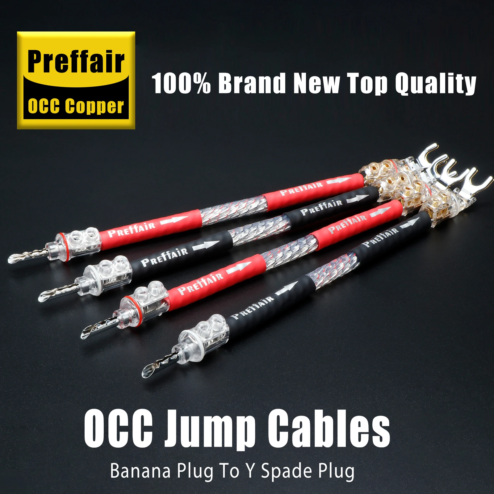 

4PCS Hifi jumper cable bridge audio cable OCC silver plated speaker audio jumper cable with rhodium plated banana Y Spade plug