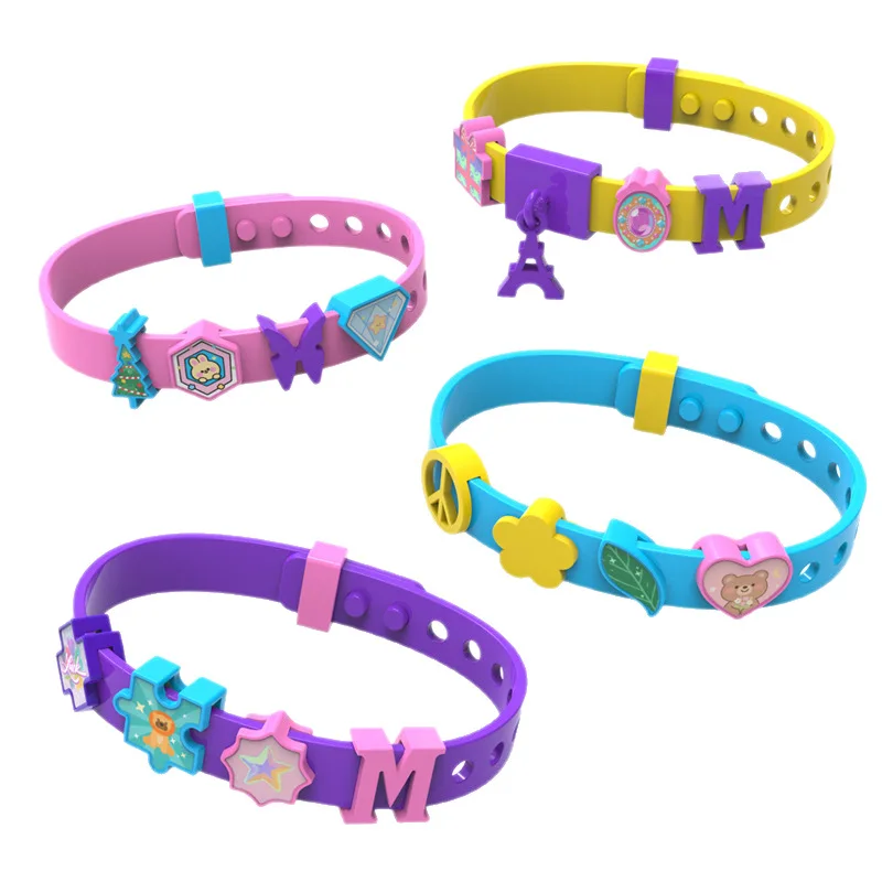 Zestaw do samodzielnego tworzenia bransoletek z koralików dla dziewczynek - ponad 100 zawieszek z literami alfabetu i bezpieczna elastyczna nić, edukacyjna zabawka rzemieślnicza dla dzieci od 3 lat, trening skupienia się.