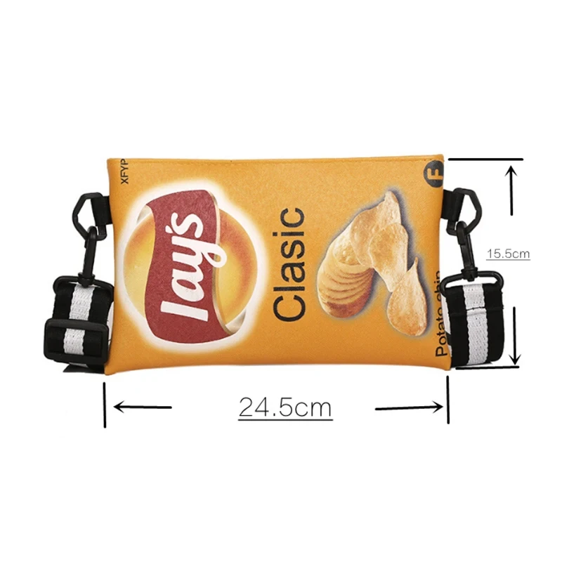 Funny Potato Chips Crossbody Handbag Women Canvas Shoulder Bag Mini Cartoon Printing Girl Envelope Bags Female Clutch Cute Purse