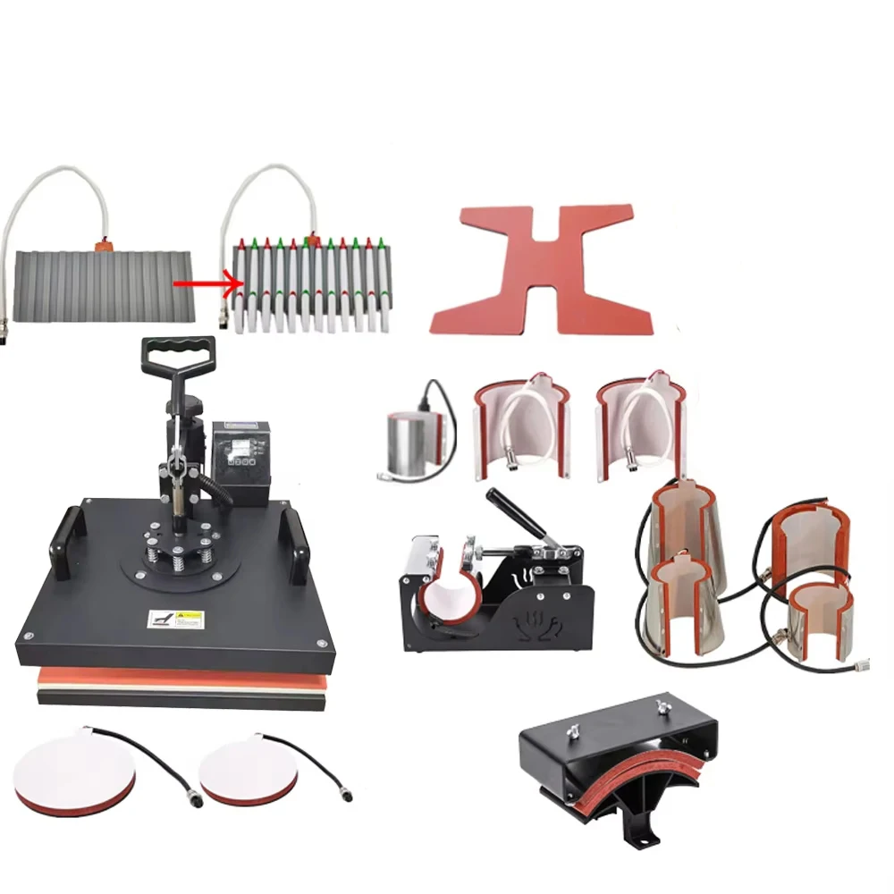 38*38 Cm 15 In 1 Combo Sublimation Heat Press Machines For Hat/Mug/T-shirts/Pen/Phone Case/Shoes Custom Printing