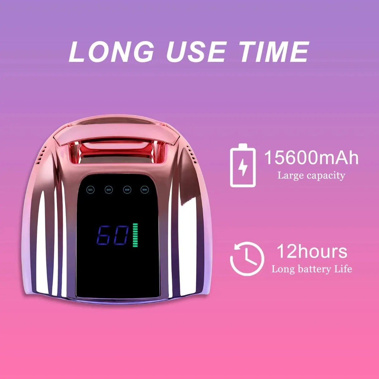 Kabellose Nagellampe, 96 W, wiederaufladbarer Gel-Nagellack-Trockner, UV-Licht für Maniküre, Zuhause und Salon