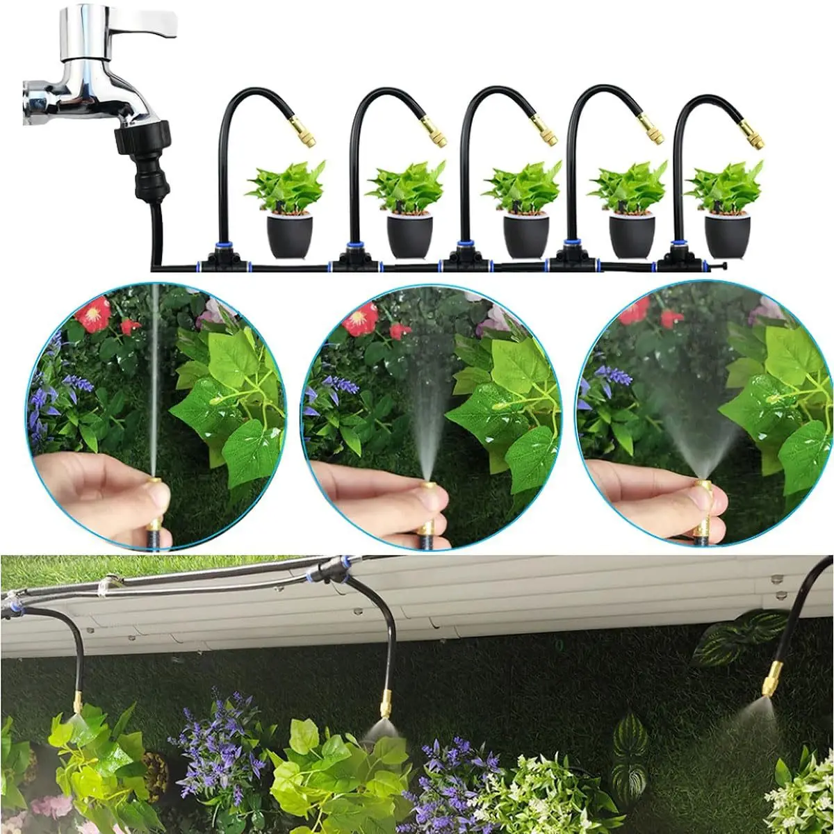 

5-20M DIY Free Bending Universal Sprayer Kit 8mm Hose Patio Misting Cooling System for Garden Plant Fogging Watering Irrigation