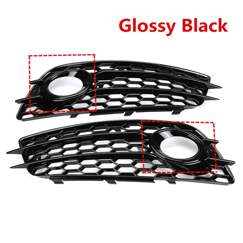 

NEW-Car Front Bumper Fog Light Mesh Grille Cover For A4 B8 S-Line S4 2008-2012 Fog Lamp Honeycomb Grille Covers Accessories