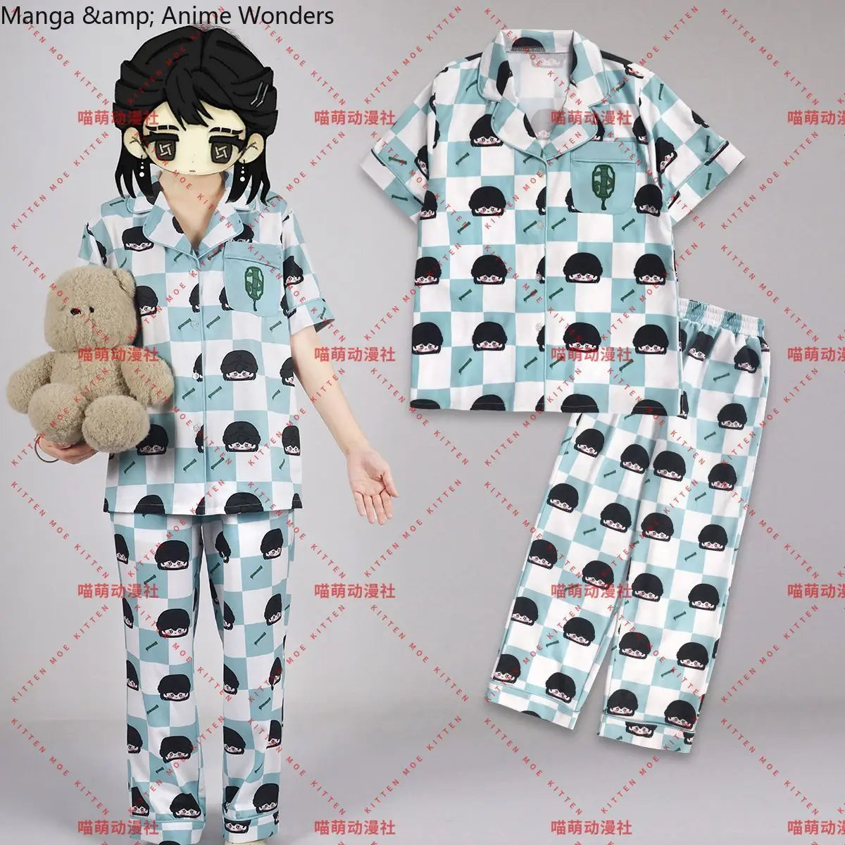 لعبة الهوية الخامس تشى شيى أنيمي تأثيري حلي الصيف الملابس المنزلية منامة تي شيرت السراويل الرجال امرأة الكرتون المنزل مجموعة #2