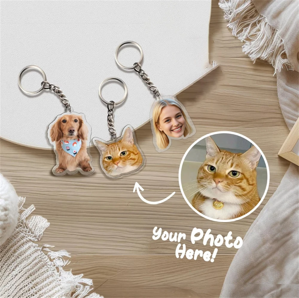 Custom Keychain Personalized Photo Avatar Cute Pet Memorial Pendant Birthday Gift Party Decoration Custom Photo KeyChain