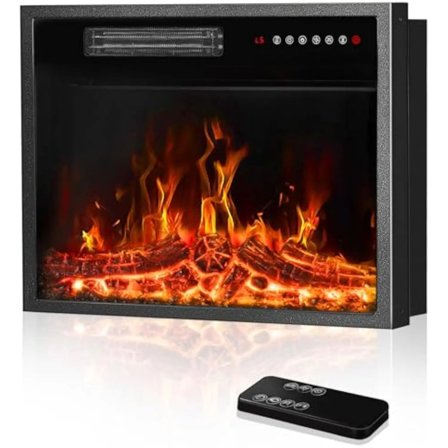 

23inch Electric Fireplace Insert,Freestanding & Recessed Electric Stove Heater,Touch Screen,Flame LED Logs，Remote Control,750W