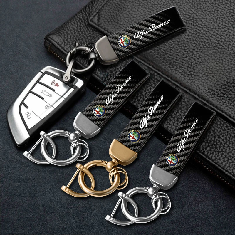 Automotive parts business gift leather keychain For Alfa Romeo 4C 159 Giulietta 156 Tonale Mito 147 8C Stelvio GT 166 Volante