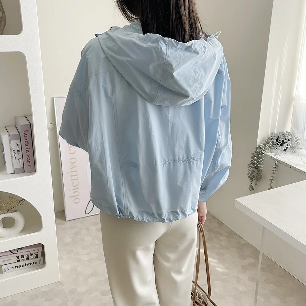 Schlankheitseffekt Pendeln Ready Kapuzen-Distring Jaet UV-Schutz ort Oberbekleidung Vielseitig Casual Sle Long Sve