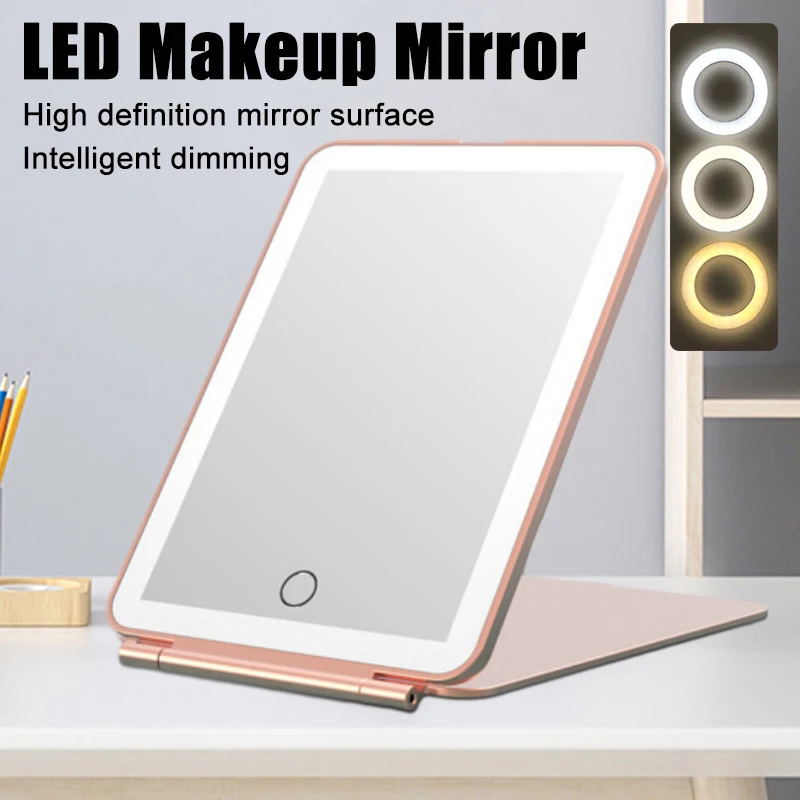 

C2 Portable Vanity Lamp Folding Cosmetic Mirrors Lighted Touch Screen Makeup Mirror Led Lamp Usb Rechargeable Lamp For Bedroom