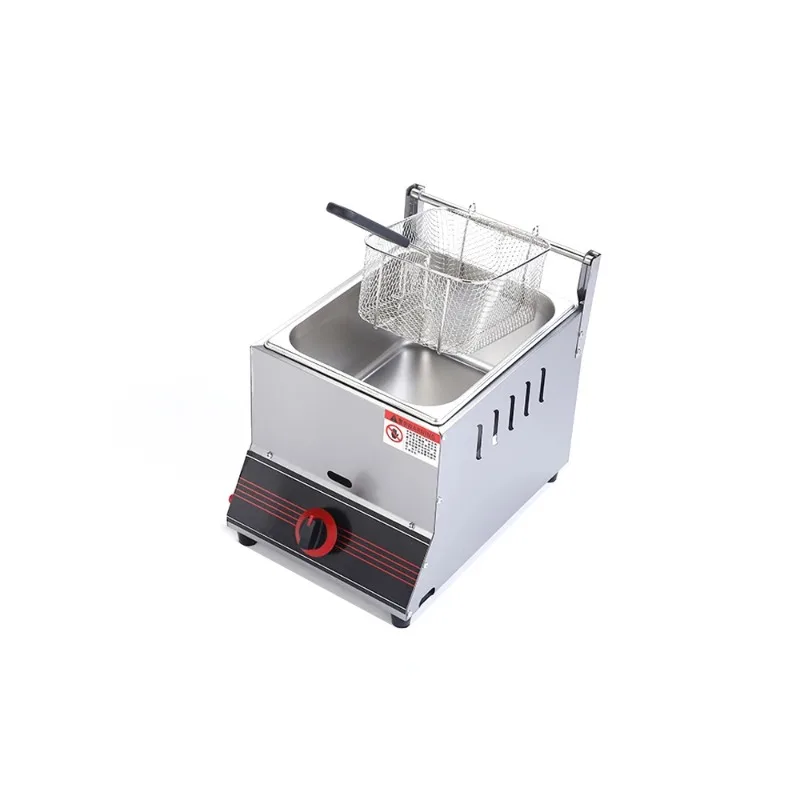 LPG Gas Deep Fryer Single 10L Double 20L Tank Commercial French Fries Chicken Cooking Machine For Snack Food Shop