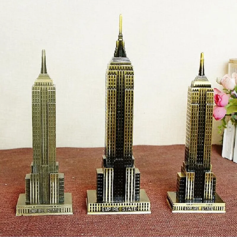 18-22cm World Famous Empire State Building Model Bronze Craft 3D Tower Miniaturas Statue Ornaments Gift