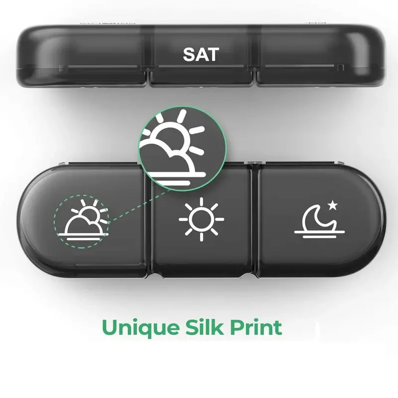 علبة حبوب منع الحمل المحمولة لمدة 7 أيام، منظمات حبوب الدواء، تخزين المخدرات السفرية، صندوق حبوب الدواء للسفر القصير في الهواء الطلق