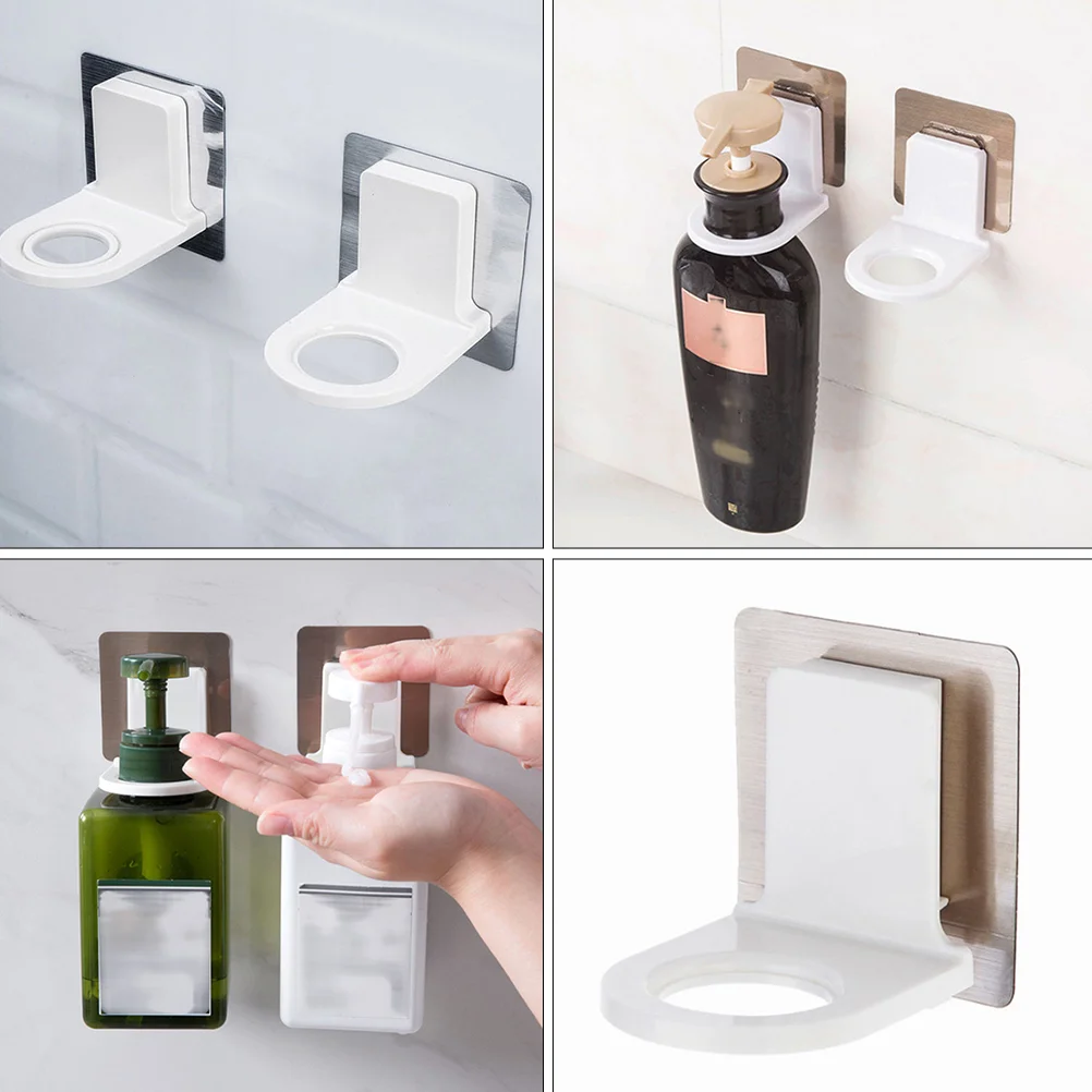 Hemoton Shower Gel Bottle Holder Rack Hook Bracket Shampoo Bottle Wall Hook Adhesive Pump Dispenser