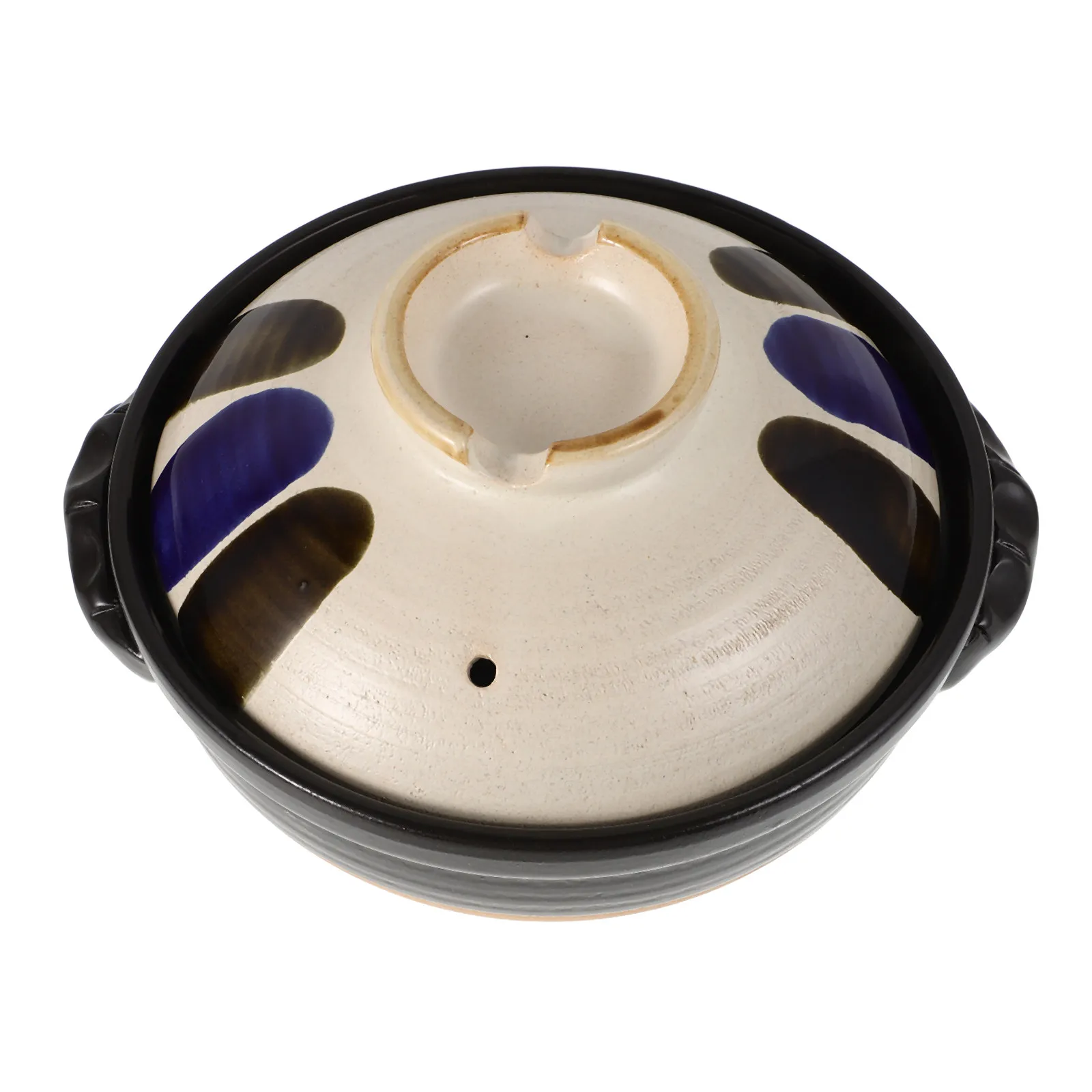 

Dual Handle Vintage Ceramic Stew Pot Earthenware Cooking Pot Lid Open Flame Resistant Soup Porridge Rice Pottery Stockpot