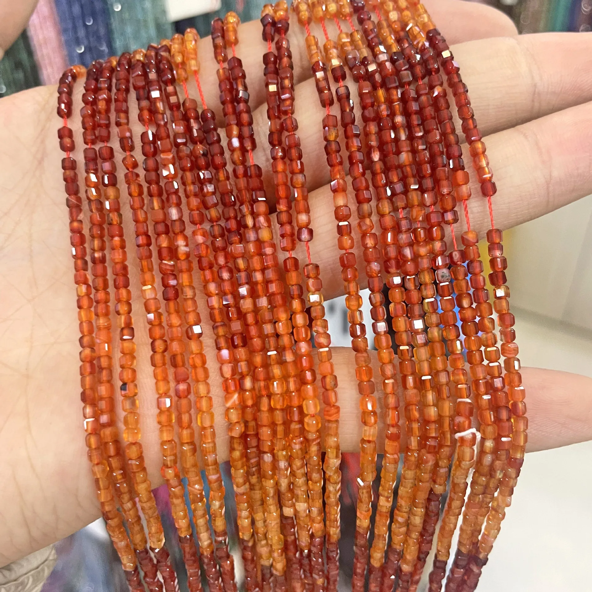 2Mm Natural Gradual Change Color Agate Cut Sugar Loose Beads Work in Progress Handmade DIY Bracelet Necklace Jewelry Accessories