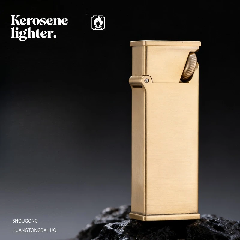 

Smooth Inclined Wheel Side Sliding Lighter Flip Narrow Version Ultra-thin Men's High-end Gift Lighter with Open Flame Design