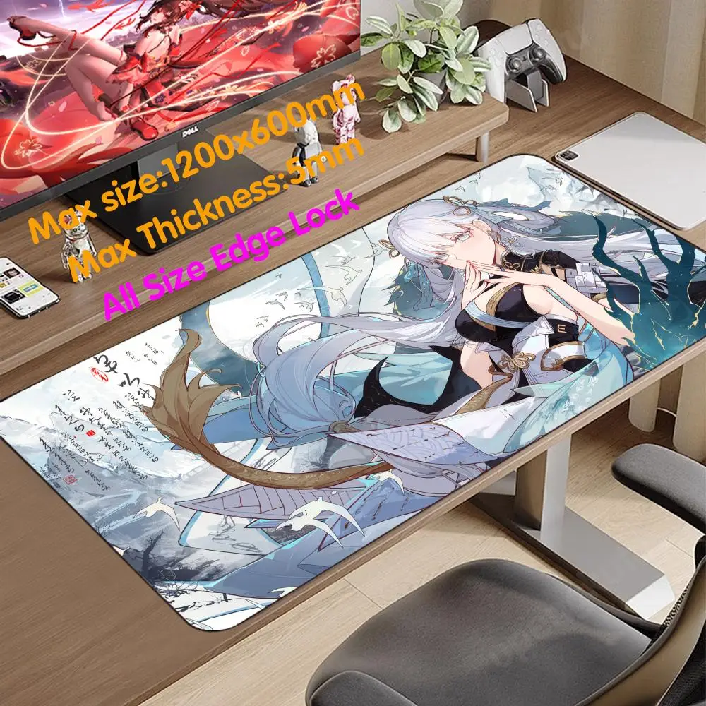 W_wuthering W_waves Mouse Pad 1200x600 Mouse Pad 5mm Thicking Super Big Large Desk E-sports Mouse Pad Teclado Gamer Mat xl Mouse