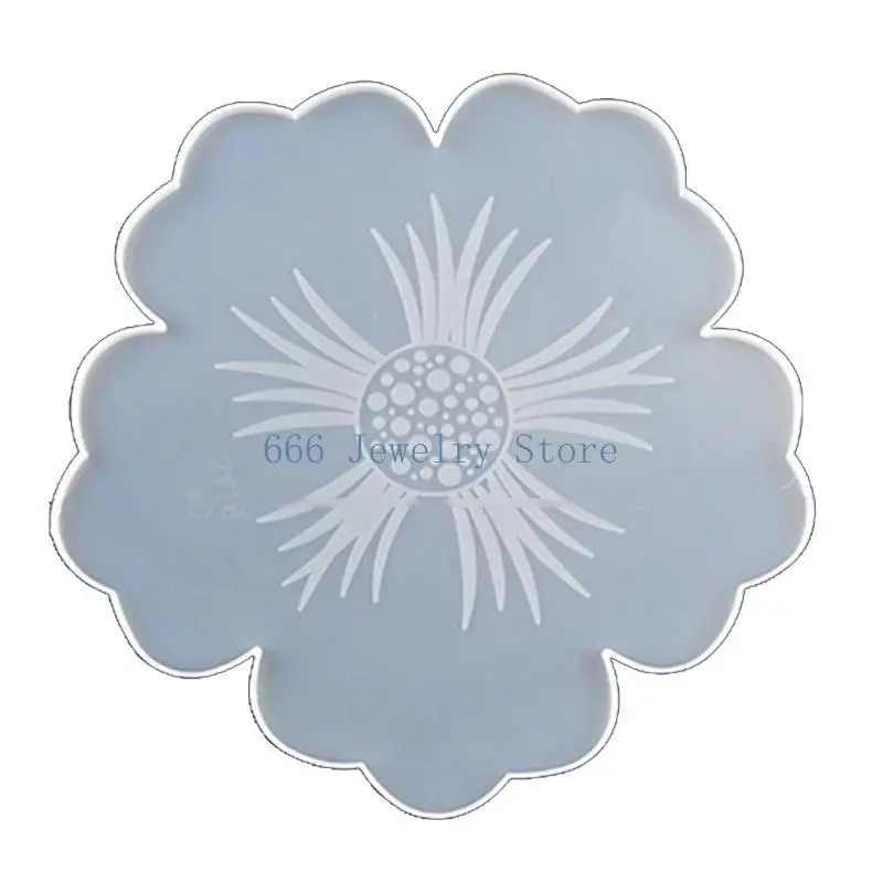 F2TD Large Flower Shape Resin Coaster Molds DIY Silicone Tray for Fruit Cup Geode Agate Platter Epoxy Resin Molds Art Crafts