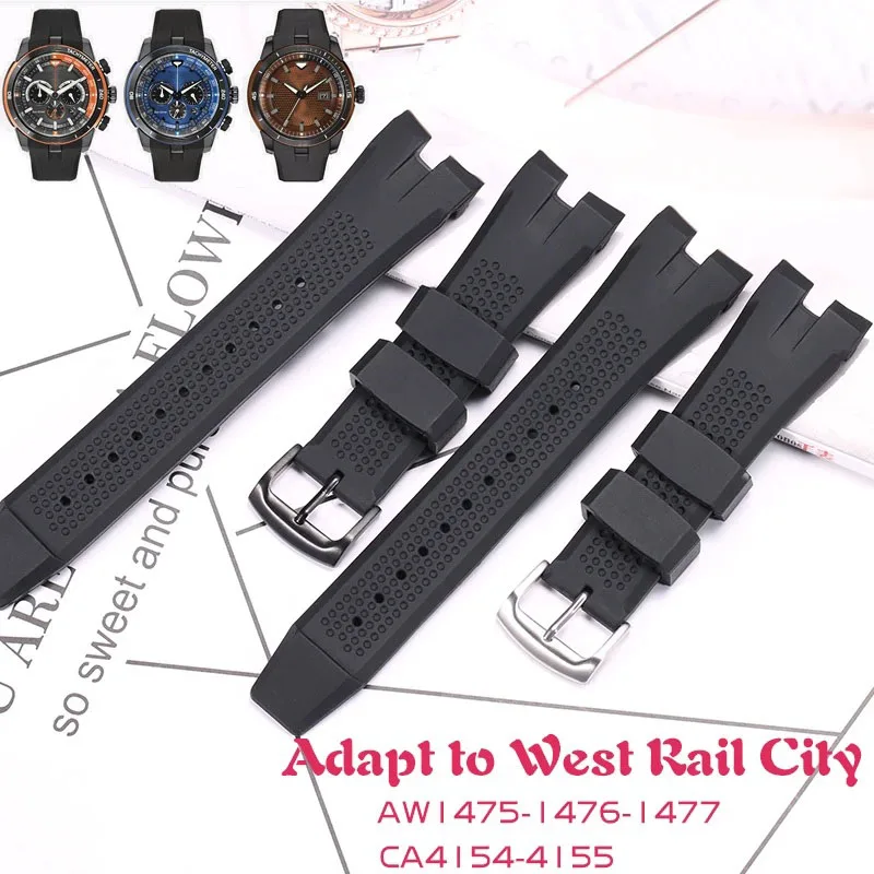 Silicone Strap For Citizen AW1475 1476 CA4154 4155 Watch Band Men Belt Sport Waterproof Rubber Wristband Bracelet