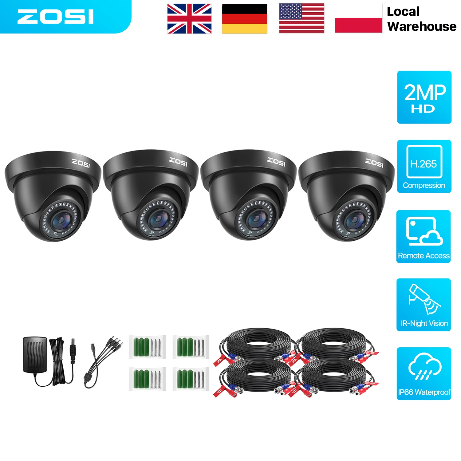 ZOSI 1080P HD-TVI Dome Security Camera 2MP 1920TVL Indoor Outdoor Home Surveillance CCTV for TVI Analog DVR