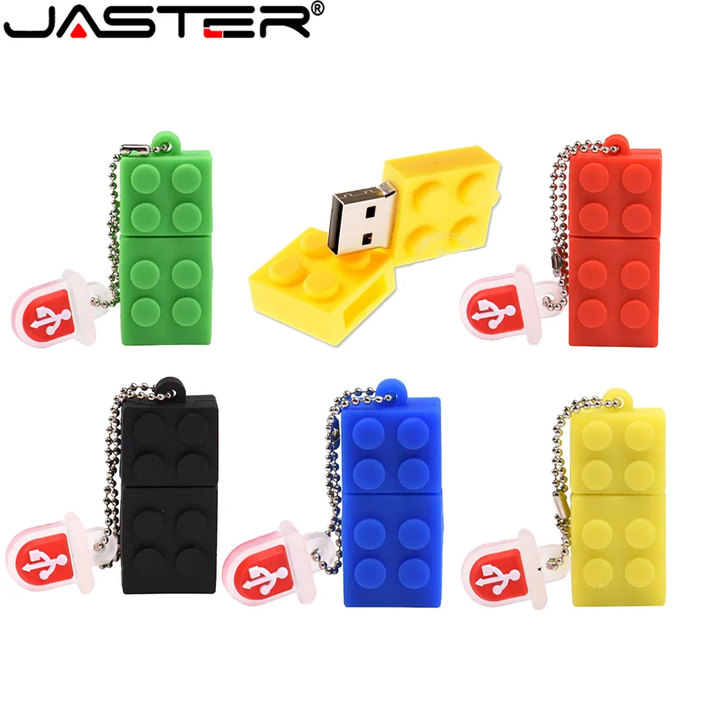 

JASTER USB Flash Drives 2.0 Five Colors Silicone Building Block Model 64GB Pen Drive 32GB 16GB Memory Stick 8GB 4GB 128GB U Disk