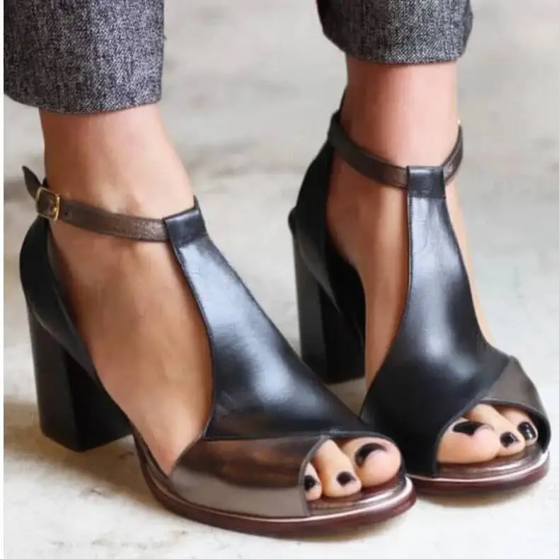 

Summer High Heel Peep Toe Women Sandal Buckle Size 40-43 Sandals Women Office Shoes
