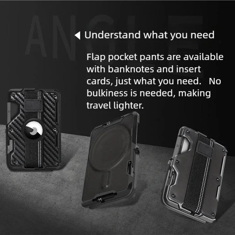 VM FASHION KISS Men's Aluminum Phone Holder Credit Card Wallet For MagSafe Function Phones With RFID Card Holder With AirTag