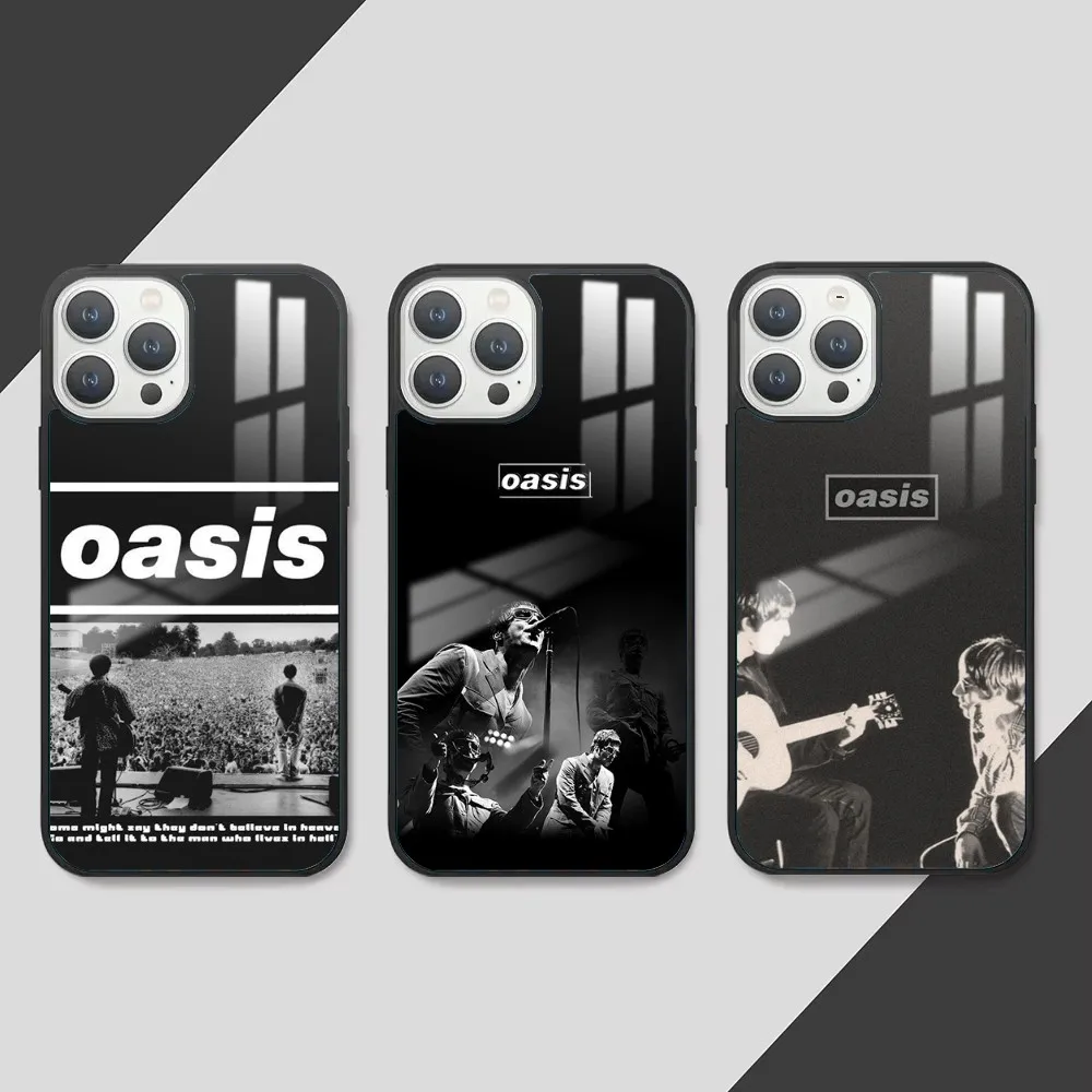 O-Oasis Band Phone Case For iPhone 16 15 14 13 12 11 Pro Max Plus Mini PC Fashion High Quality mirror phone case