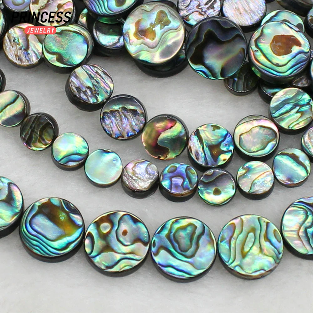 Top natürliche Abalone-Muschel-Münzenperlen, 5–10 mm, lose Perlen für Schmuckherstellung, DIY-Ohrring, Armbänder, Zubehör