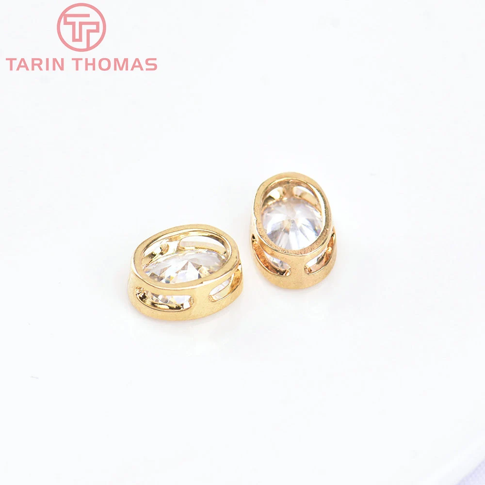 حبات سوار النحاس مع الزركون ، الخرز فاصل البيضاوي ، 24K لون الذهب ، عالية الجودة ، لتقوم بها بنفسك اكسسوارات المجوهرات ، الجملة ، 5628 ، 7x9mm