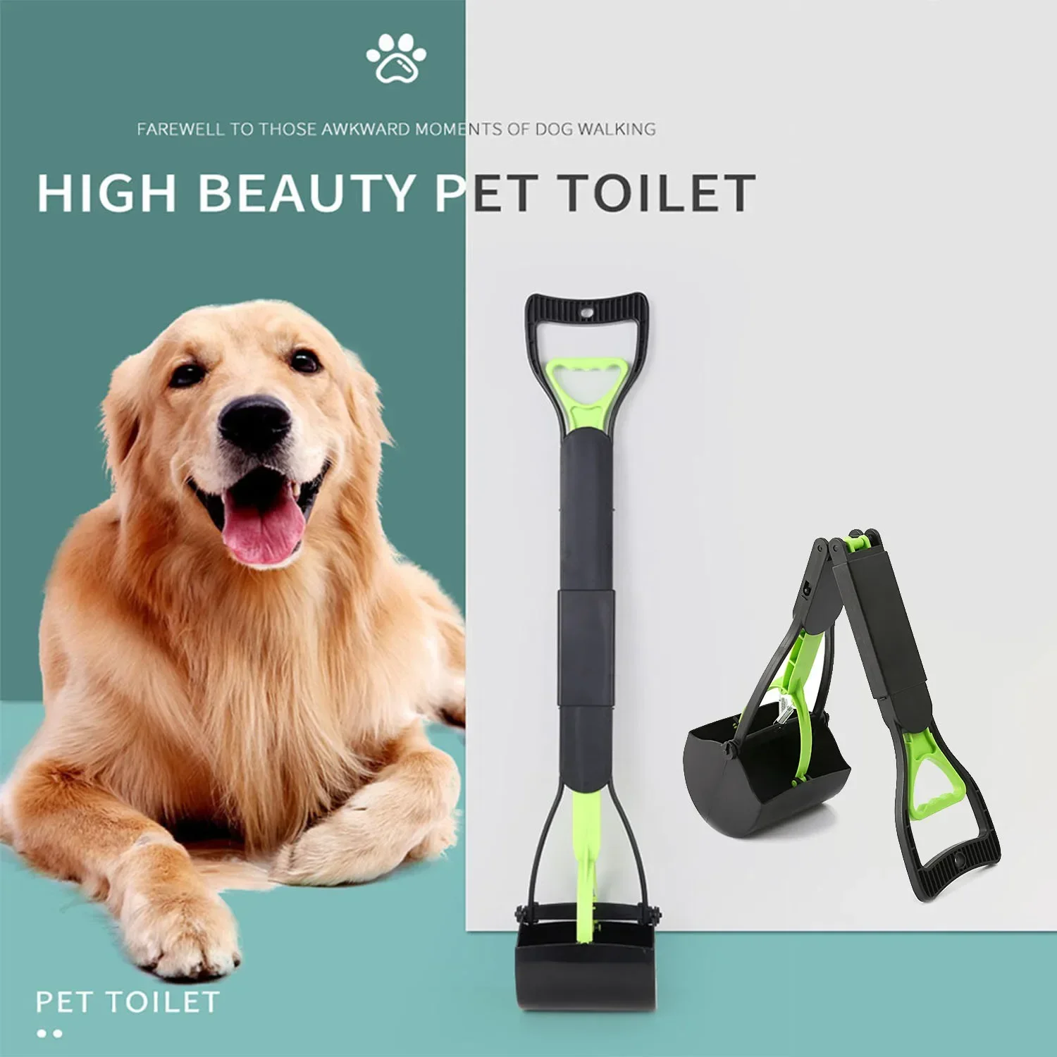 

Portable Pooper Scooper with Long Handle Foldable Durable Pet Waste Pick Up Tool for Dogs Cats,Fecal Cleaning Pet Tools clip