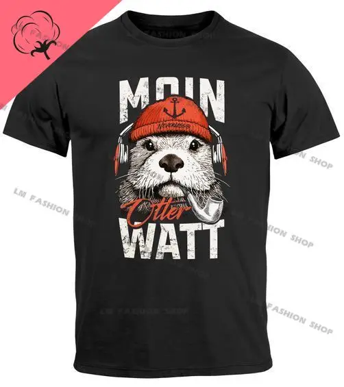 Moin Graphic Otter Graphic TShirts Men's Clothing Short Sleeve Tops Cotton Tees Women's Printed T-Shirt