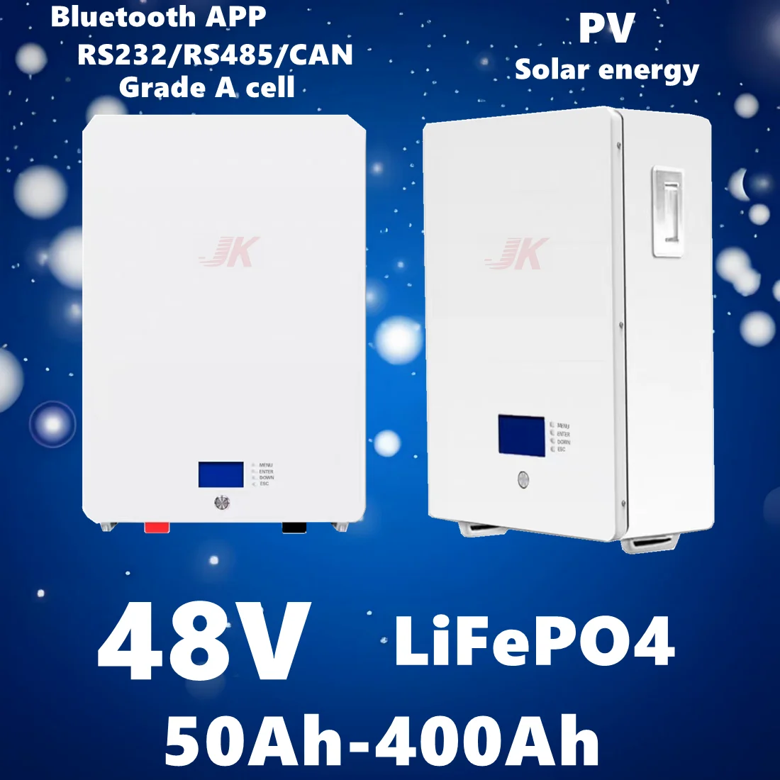 

high-capacity 48V 51.2V 100Ah 200Ah 150Ah 300Ah 400Ah LiFePO4 Battery RS485 CAN RS232 for PV Solar Energy Storage Base inverter