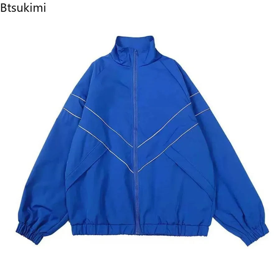 2025 New Spring Autumn Reflective Jackets Men Loose Casual Windproof Zipper Coats Couple Fashion Outdoors Interchange Jackecoat