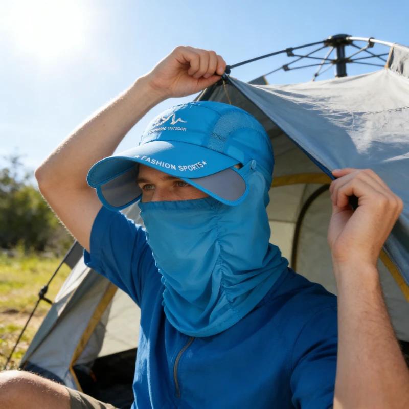 Summer Retractable Eaves Detachable Neck Protection Veil Baseball Cap for Men and Women Outdoor Sun Protection Quick Drying Hat