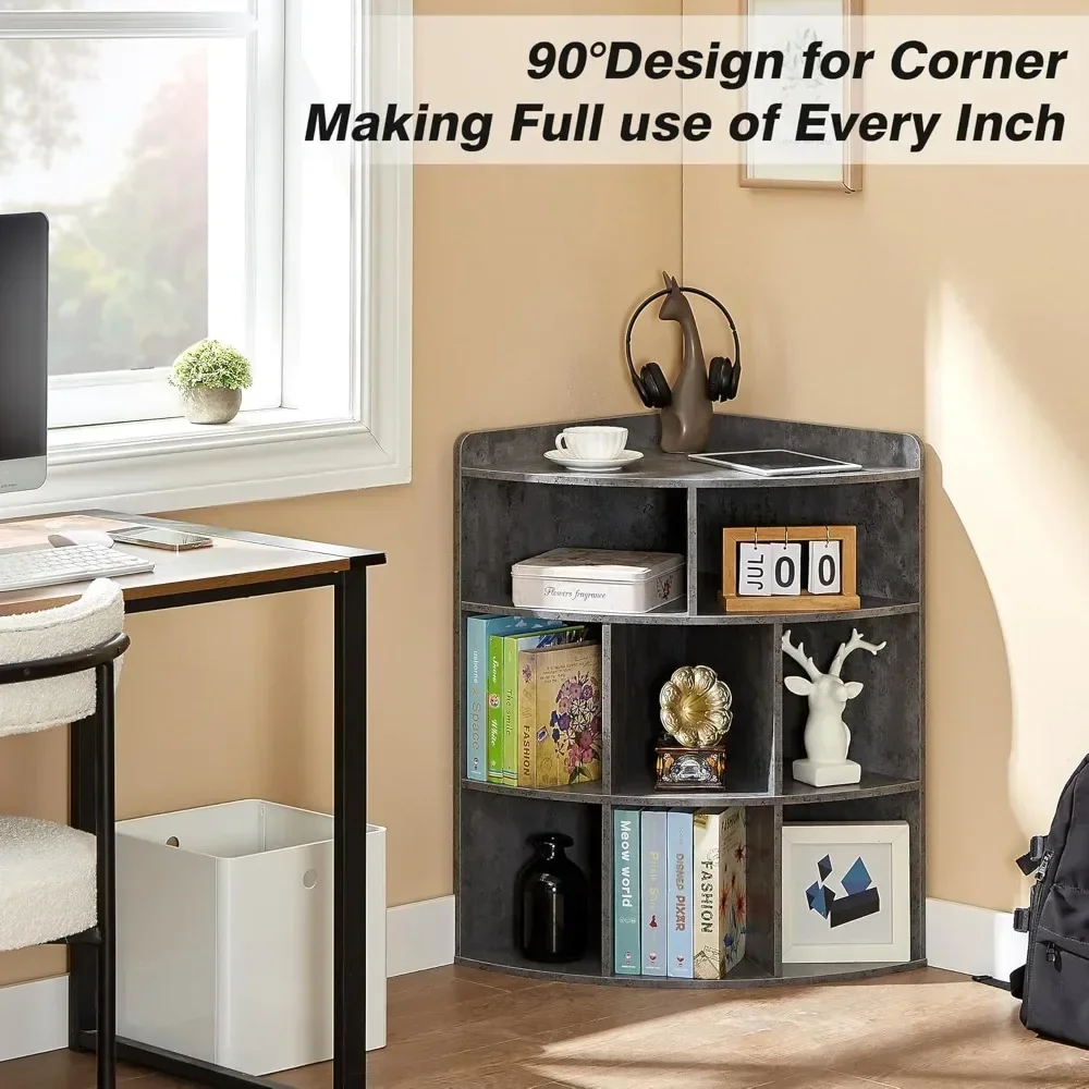 Corner table with 3-tier corner cabinet  wooden cube storage shelves with 8 cabinets suitable Console Tables End Tables