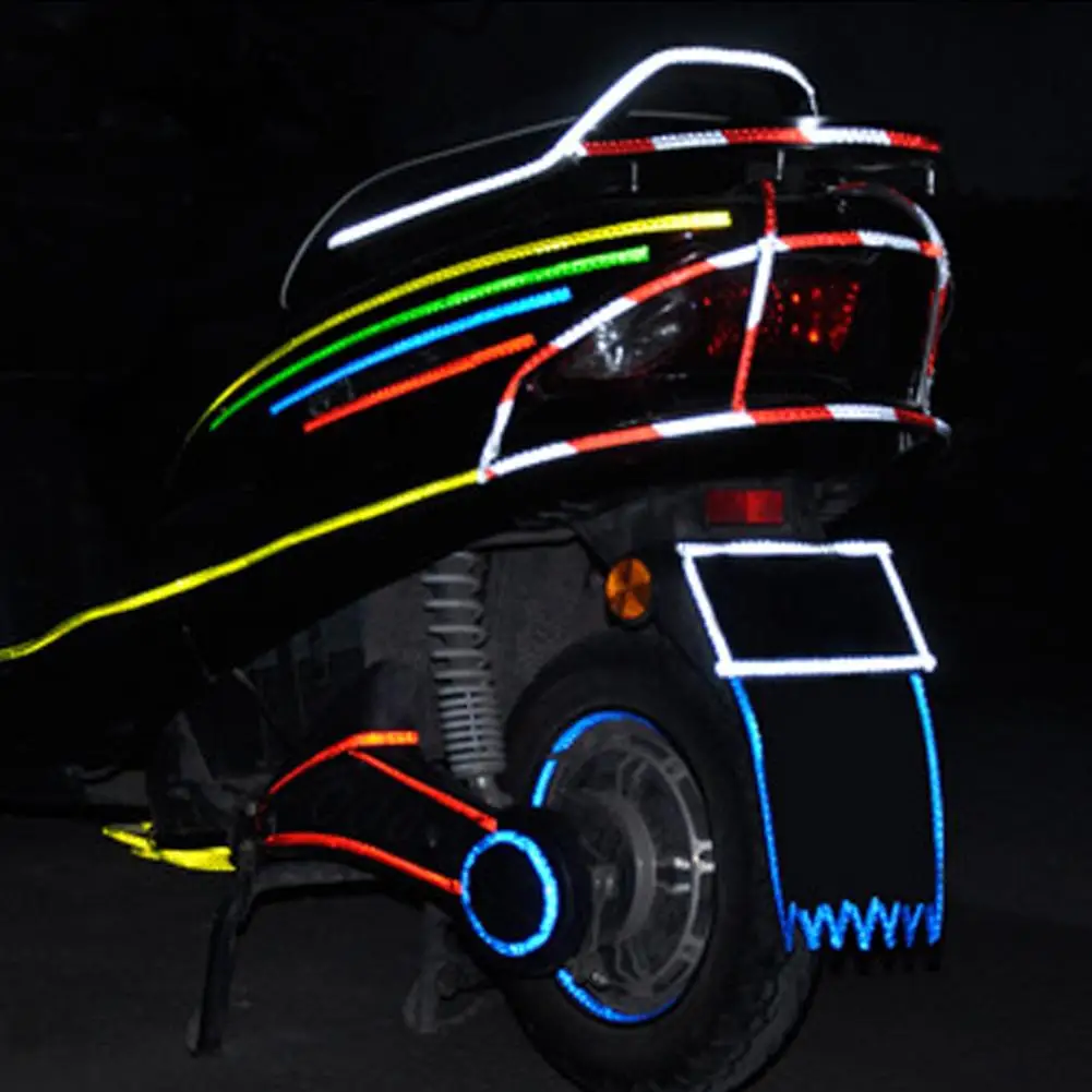 Motorcycle Wheels Reflective Stickers Night Cycling Fluorescent Reflect Strip Adhesive Tape For Mtb Bicycle Warning Safety Decor
