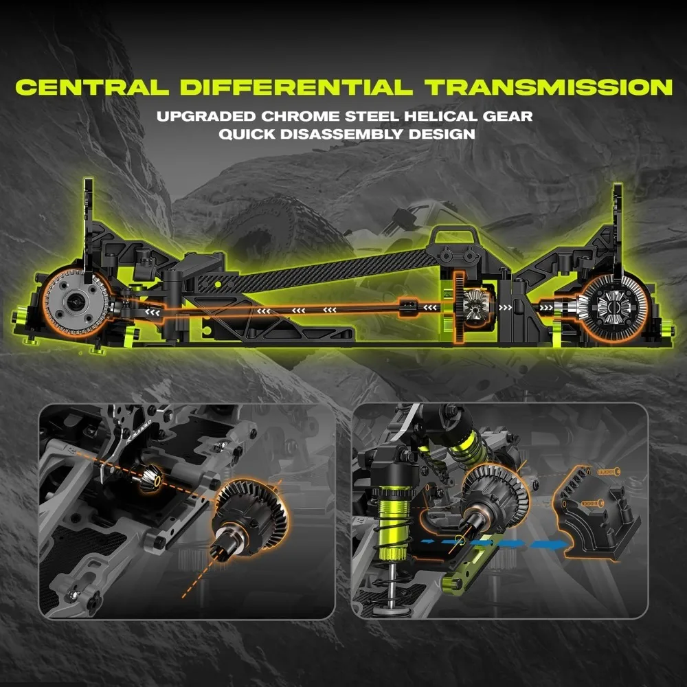 Mini 1:10 Carbon Fiber RC Car Roller Chassis for Adults 4X4 Off Road Truck with Central Differential All Terrain Monster image 3