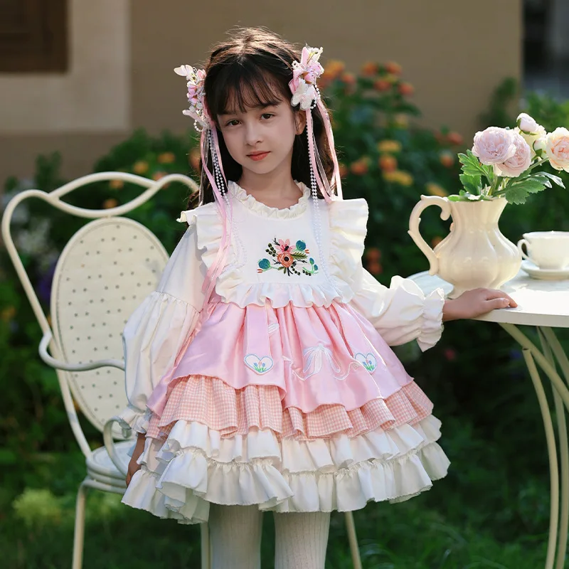 Autumn Lolita Dress for Girls Baby Wedding Dress Girl Princess Party Vestidos Long Sleeve Costume for Girls Evening Dresses