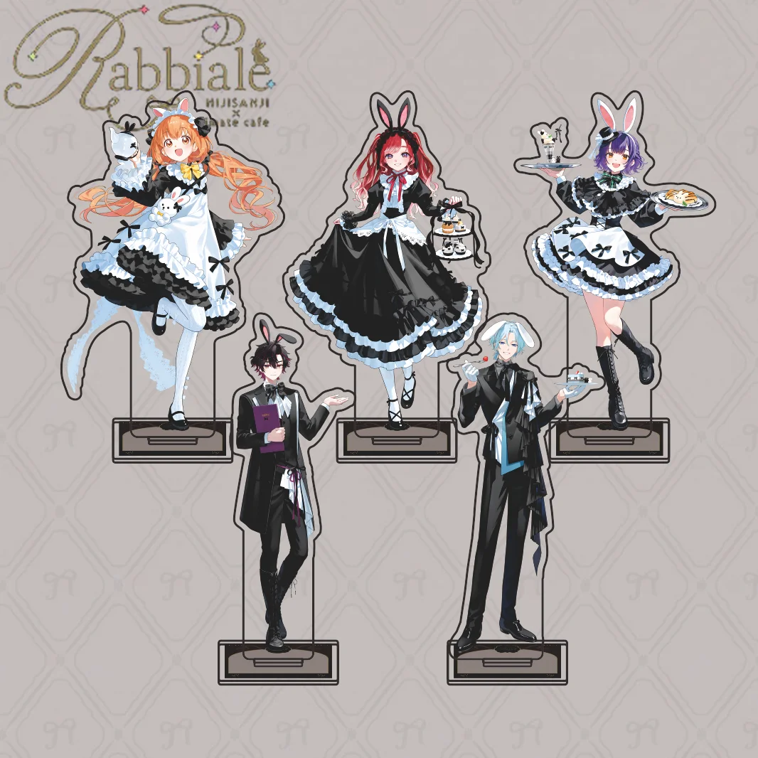 New Anime NIJISANJI Rabbiale Acrylic Stand Keychain Cafe Co branded Limited Edition Bunny Ear Maid Butler Figure Desk